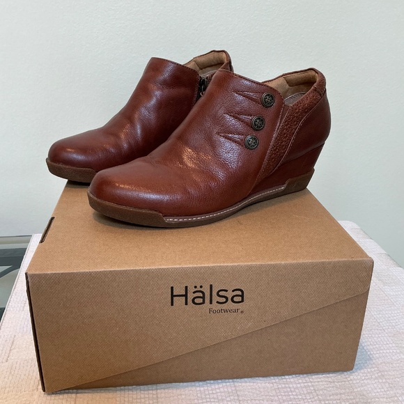 Halsa Devina Wedge Leather Shoe Dark Brown, Size 8 - Picture 3 of 7